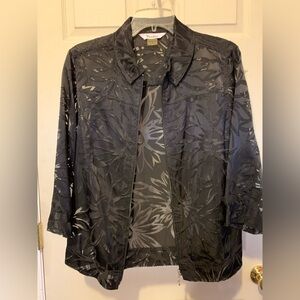 TanJay size 12 vintage zip up blouse; ptp 22 1/2”; sh-hem 24 1/2”